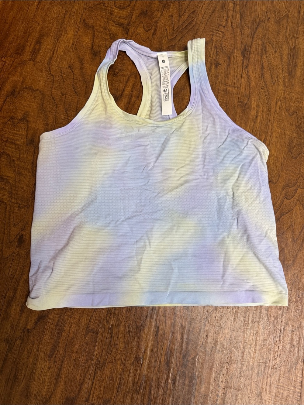 lululemon athletica Pastel Tie-Dye Racerback Crop Tank - Lavender, Pale Yellow